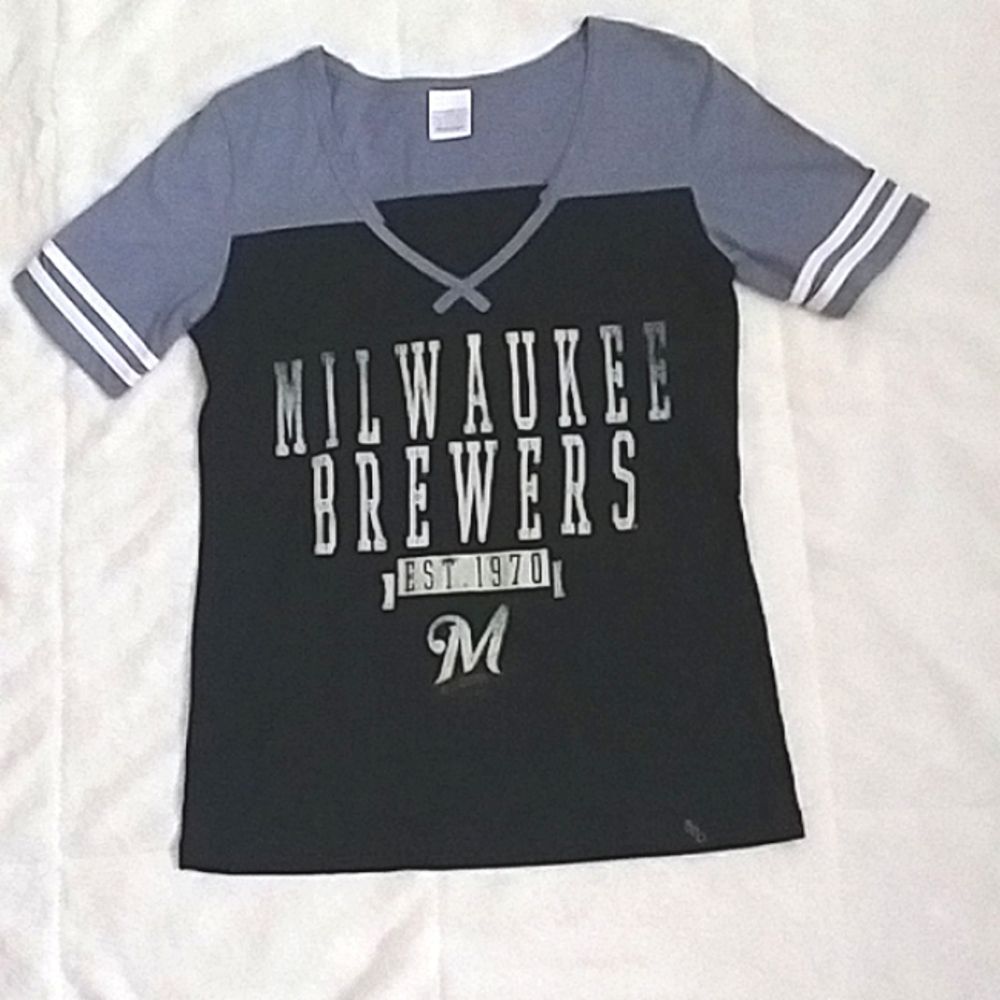 Milwaukee Brewers T-Shirt 2013 EST 1970 Color Blocked MLB Genuine Merchandise